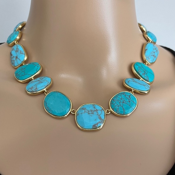 Lauren Ralph Lauren Turquoise/Gold Collar Necklace - Picture 2 of 9
